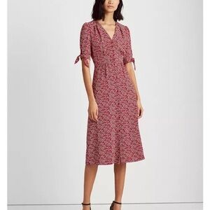Ralph Lauren Petite Floral Crepe Midi Dress 12P